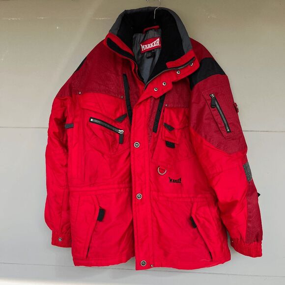 VTG 90s Marker Red Ski Patrol Jacket L/XL Olympic Model Thermolite Aqua Guard - Picture 9 of 12
